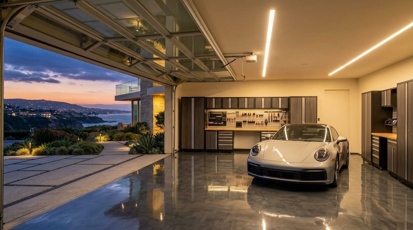 Megan Qureshi Garage Door Rapid Service Interior View of Custom Garage Door Overhead and Workshop